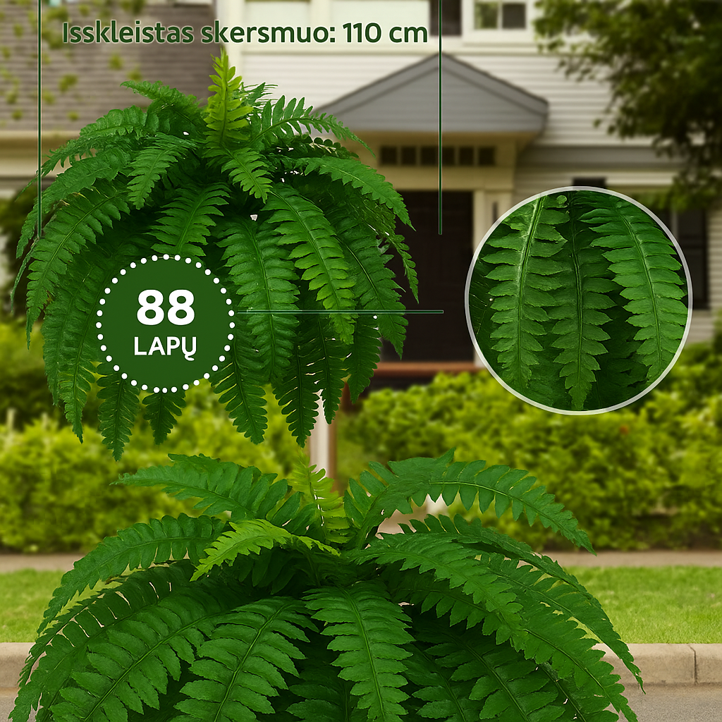 UV spinduliams atsparus tikroviškas dirbtinis Bostono papartis