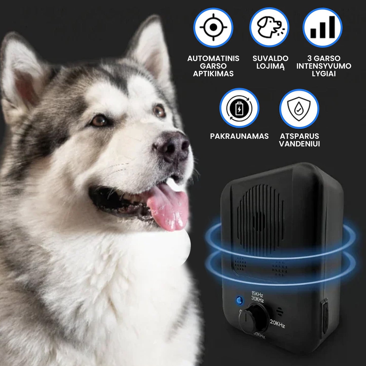 Ultragarsinis prietaisas nuo šunų lojimo