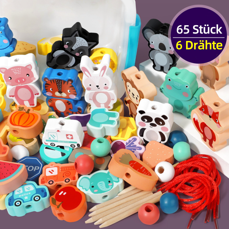 Medinės veriamos kaladėlės vaikams