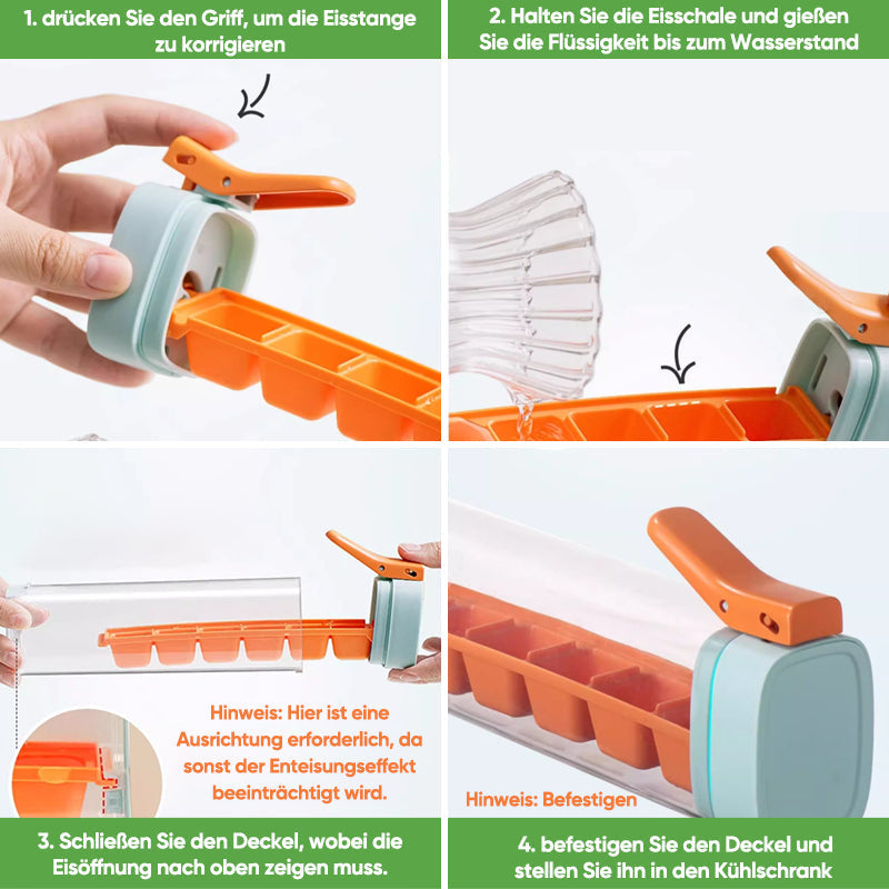 Uždaras ledo kubelių šaldymo dėklas