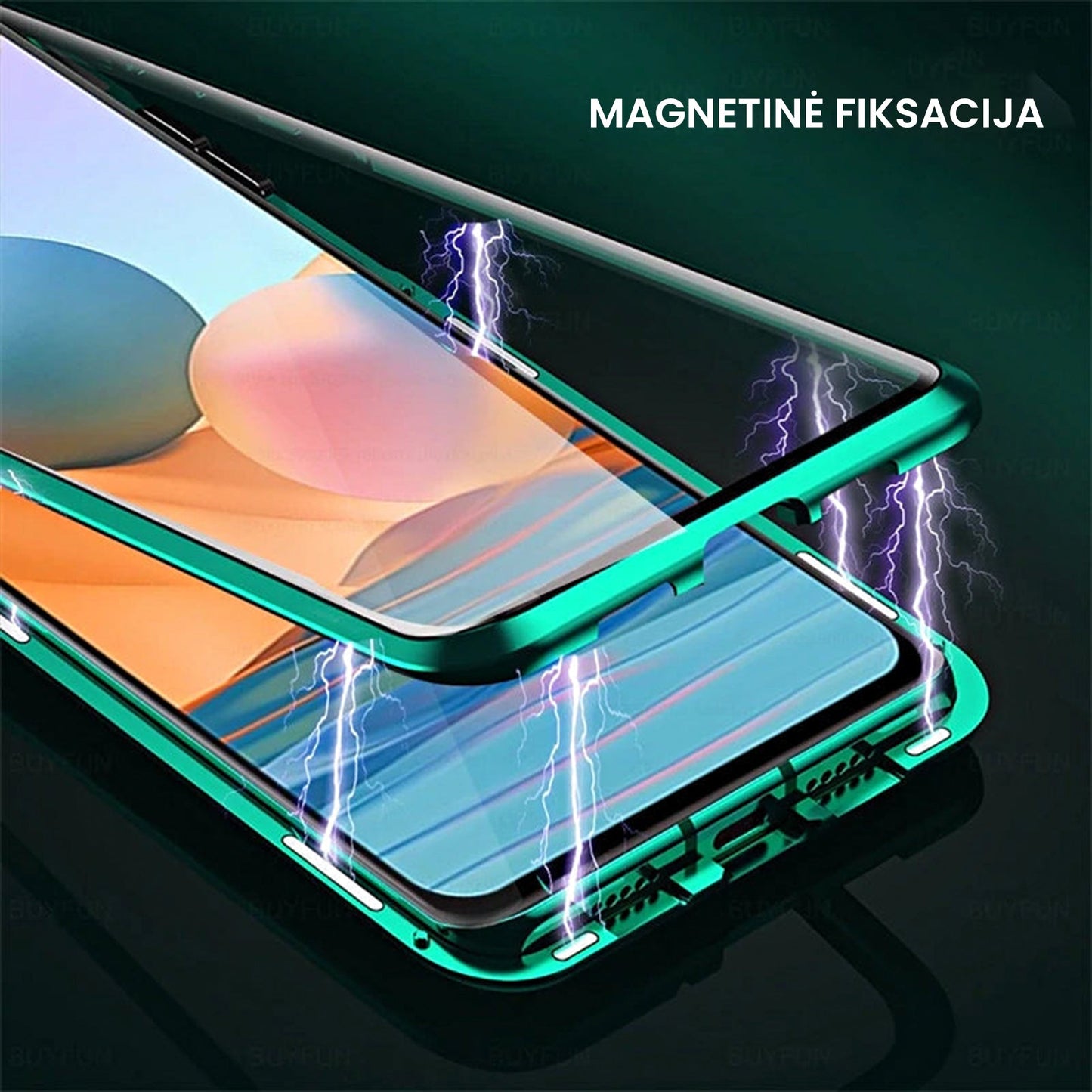 Grūdinto stiklo dvipusis telefono dėklas (Samsung modeliui)