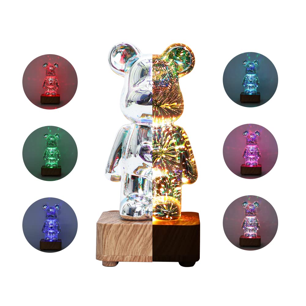LED 3D stiklinė meškiuko lempa