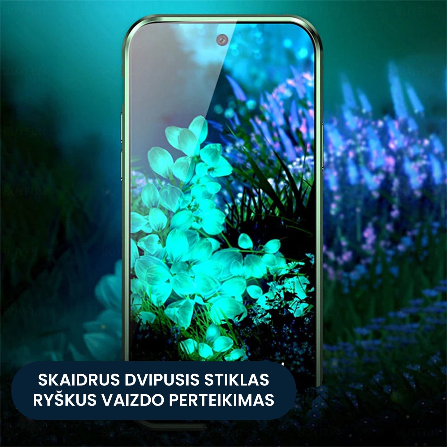 Grūdinto stiklo dvipusis telefono dėklas (Samsung modeliui)