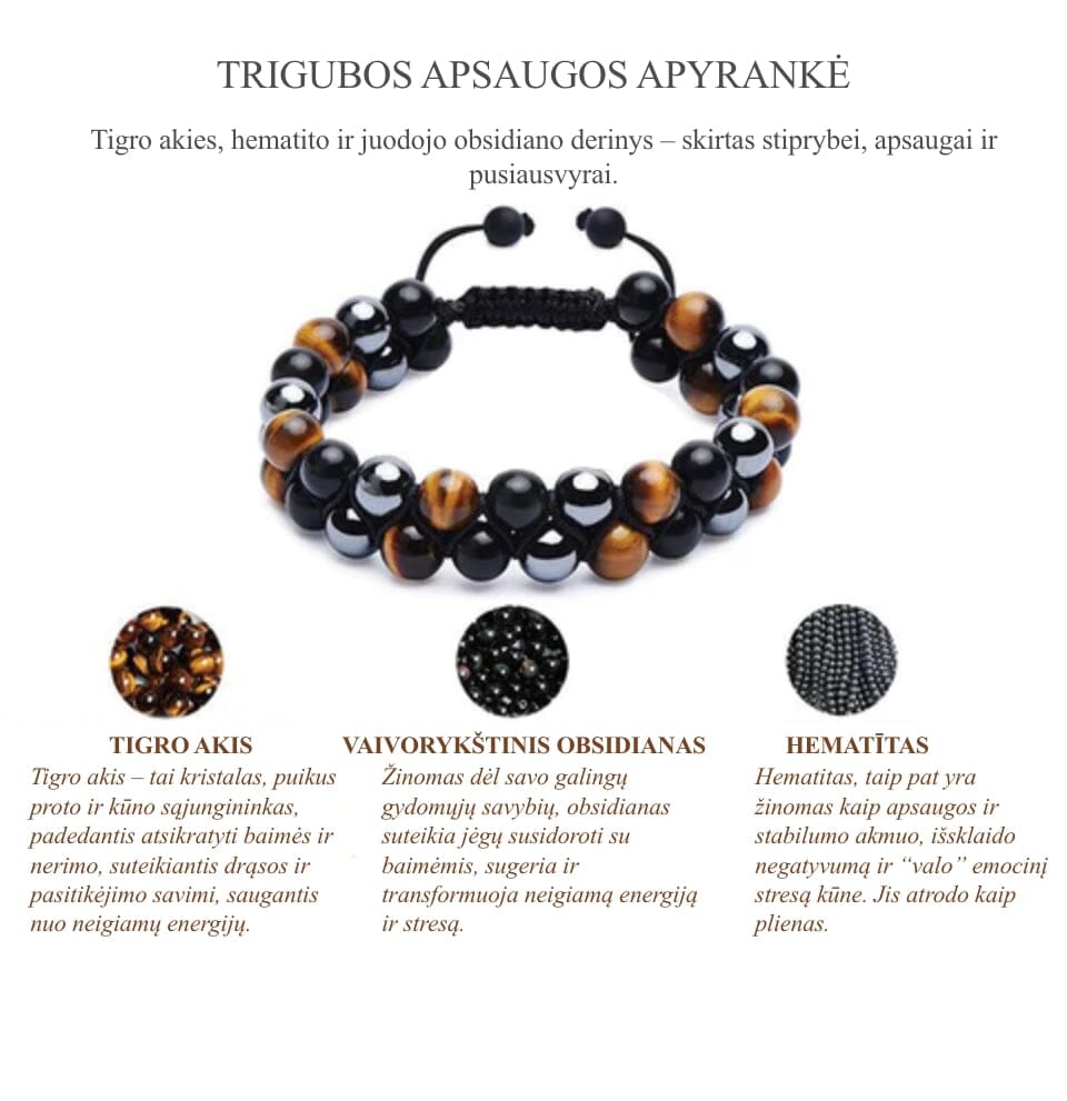 Natūralių akmenų apsaugos apyrankė