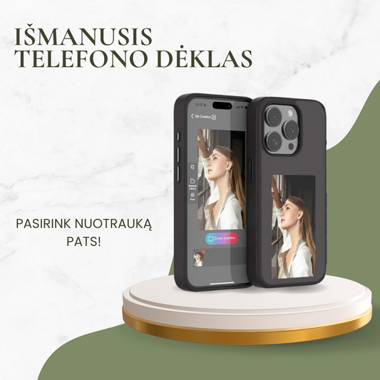 Išmanusis E-ink™ telefono dėkliukas keičiantis nuotraukas