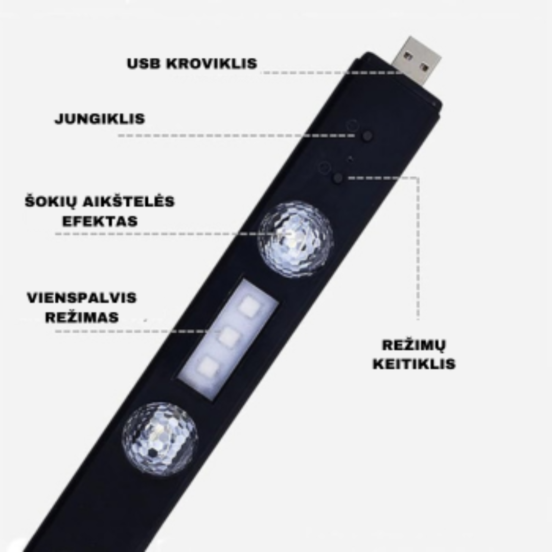RGB šviestuvas automobiliui