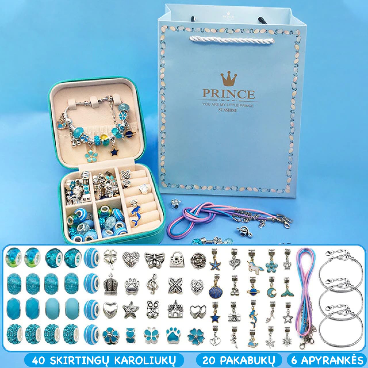 Mergaitiškos apyrankės rinkinys "PRINCESS"