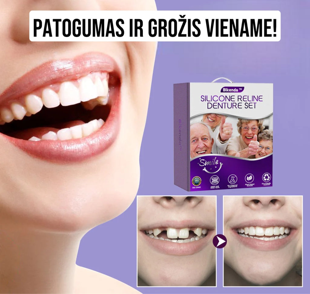 Silikoninis dantų protezų rinkinys 👨🏻⚕️ Rekomenduoja Vokietijos odontologų asociacija 🍀