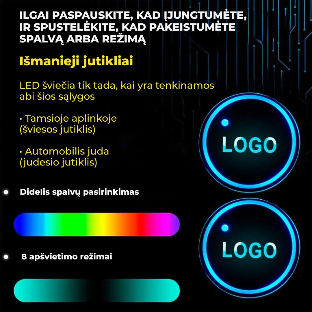 LED šviesos diskelis – puodelių laikikliui