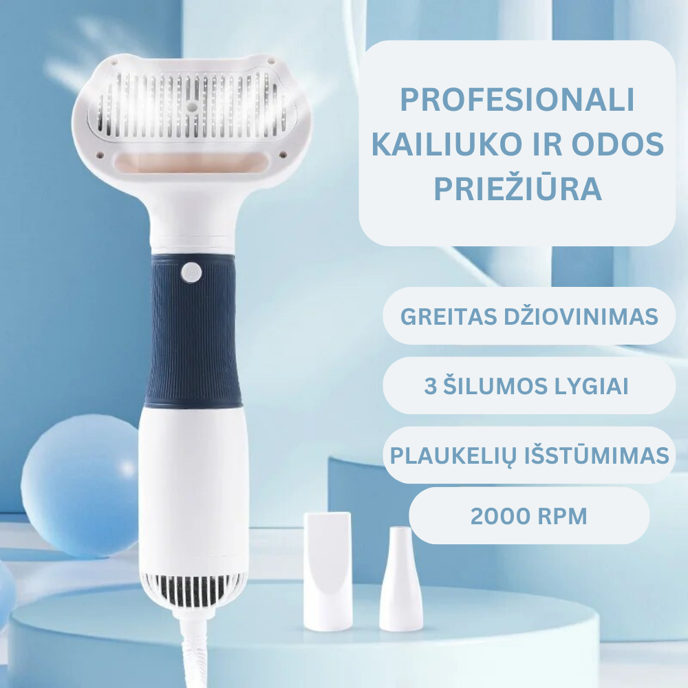 Plaukų džiovintuvas - šukos augintiniams 2 in 1