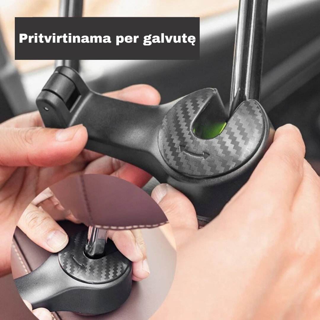 Reguliuojamas kabliukas automobiliui