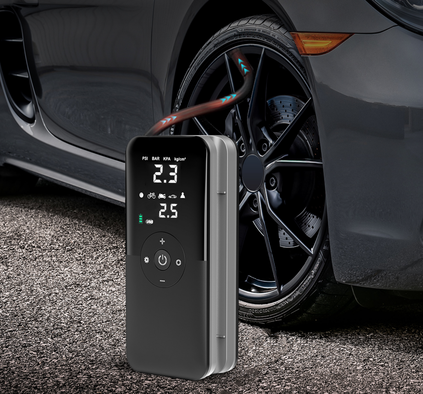 Įkraunama pompa padangoms