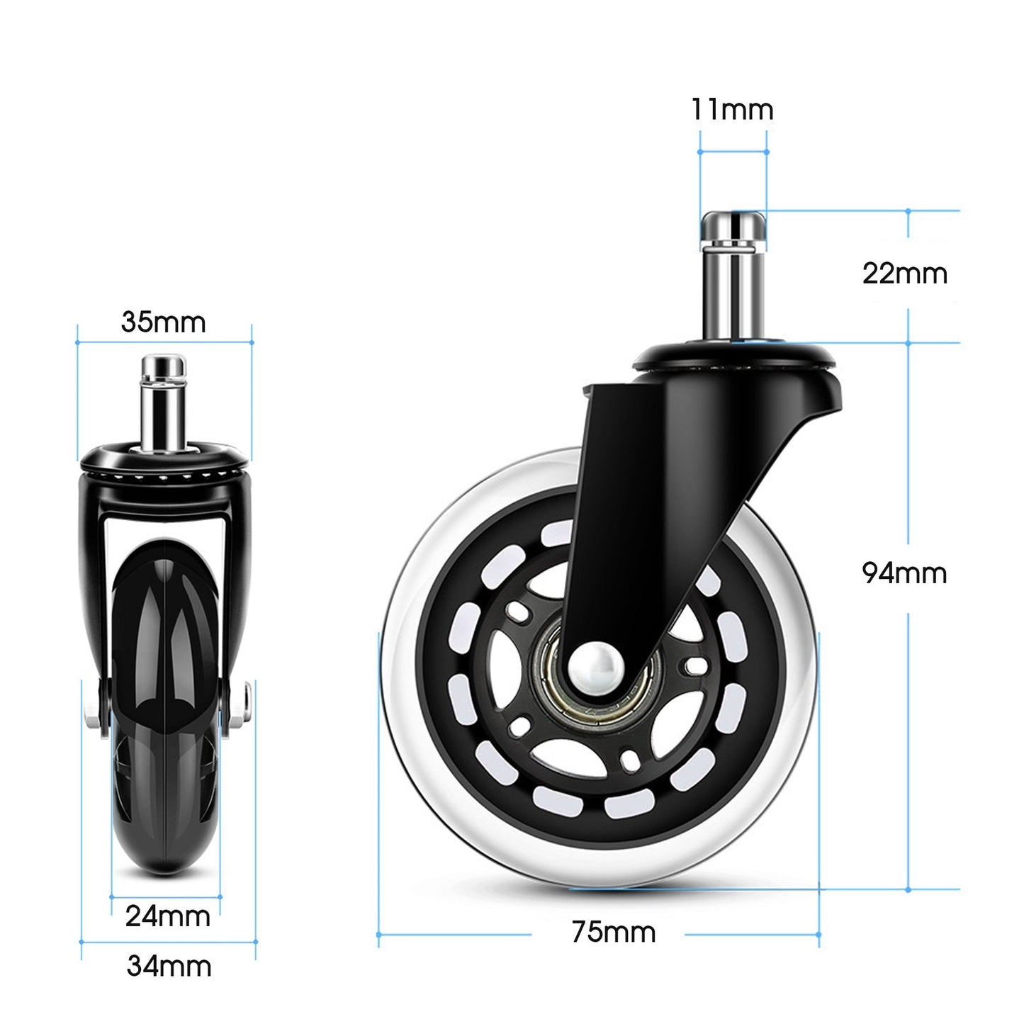 Biuro kėdžių ratukai (5 vnt.)