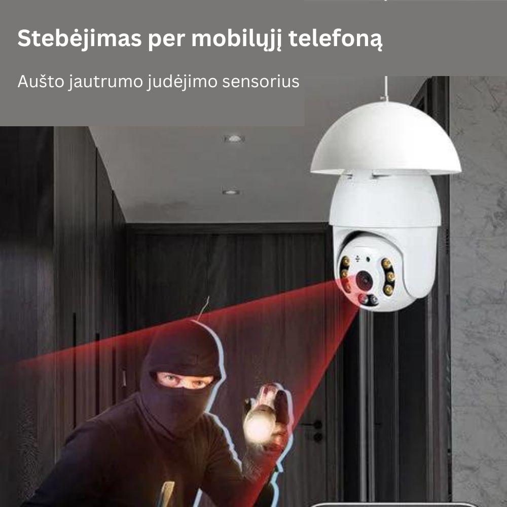 Lemputė su 360 laipsnių stebėjimo kamera