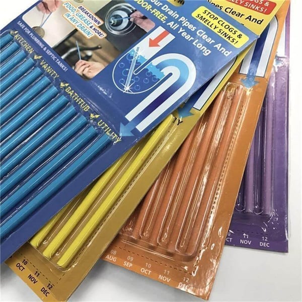 Galingos nuotekų vamzdžių valymo \Cleaner Sticks\" lazdelės (12 vnt.)"