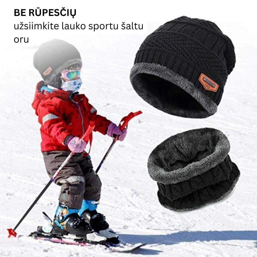 Žieminė beanie kepurė ir šalikas