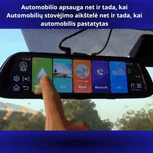 \CarCam\" Daugiafunkcinis galinio vaizdo veidrodis su priekine ir galine kamera"