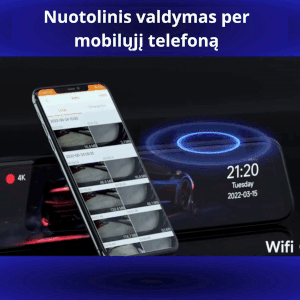 \CarCam\" Daugiafunkcinis galinio vaizdo veidrodis su priekine ir galine kamera"