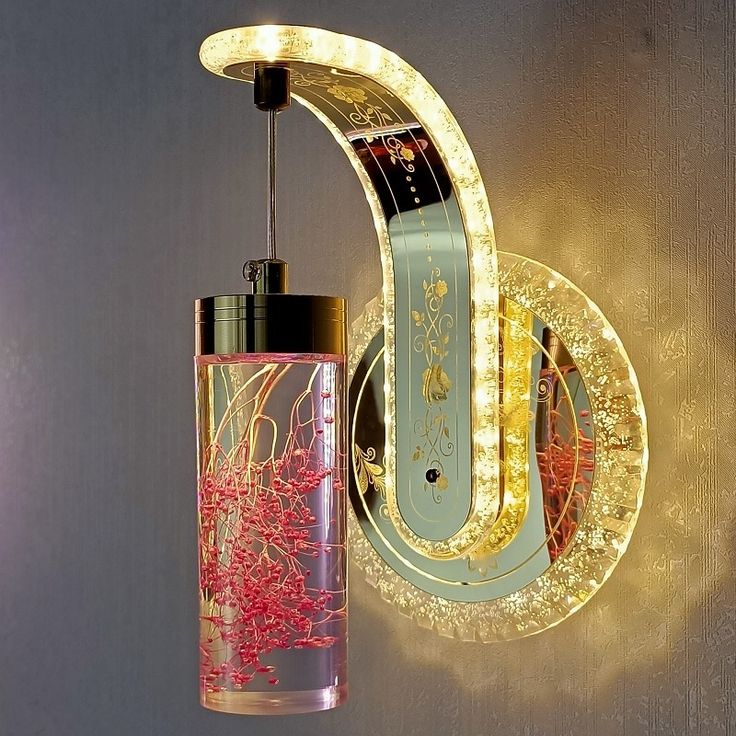 Naujas LED sienos šviestuvas su tikromis gėlėmis ir kristalu