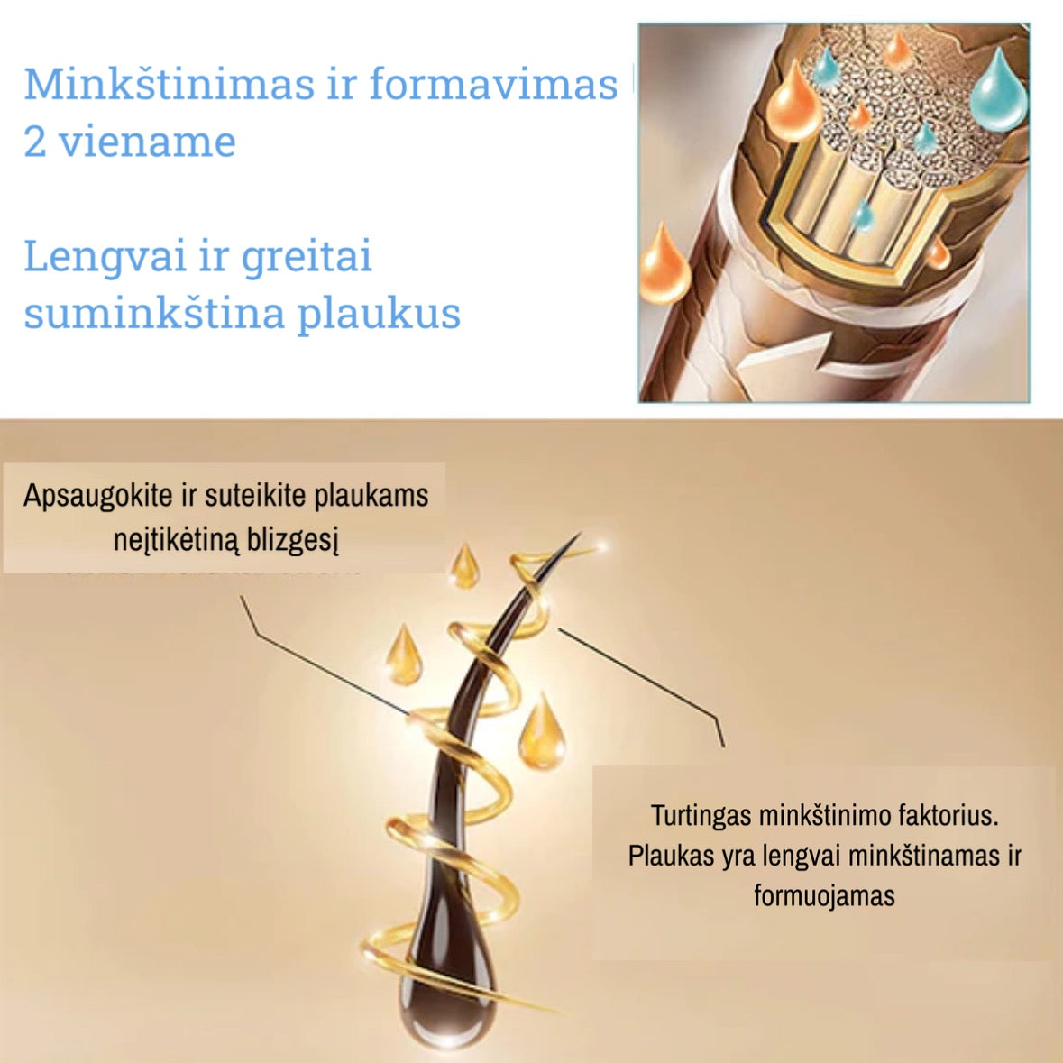 Plaukų tiesinimo kremas (tinka moterims ir vyrams)