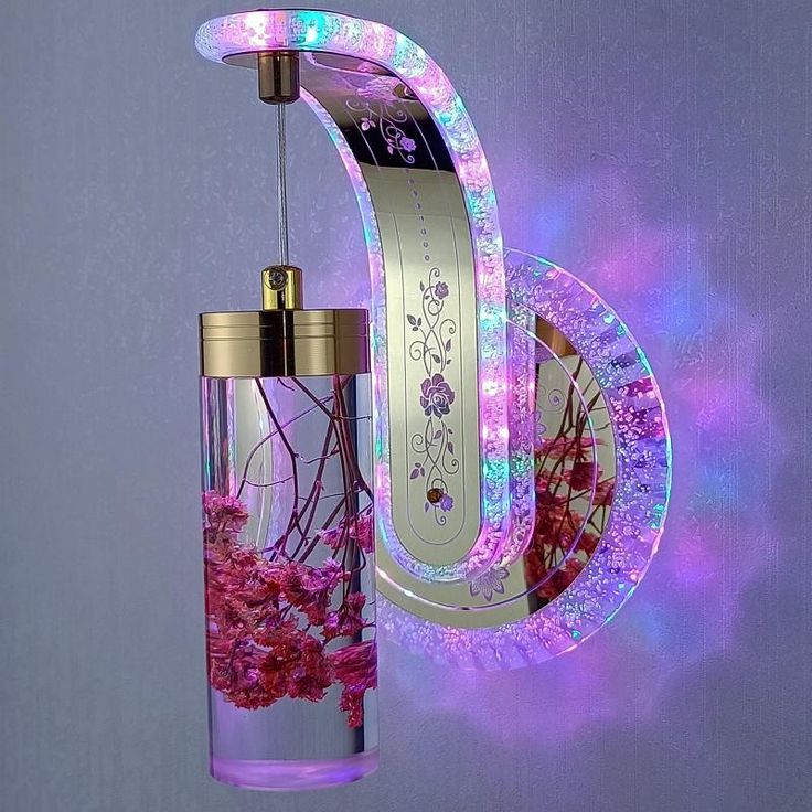 Naujas LED sienos šviestuvas su tikromis gėlėmis ir kristalu