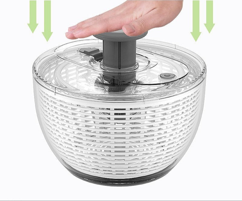 Permatomas apvalus indas su baltomis grotelėmis, naudojamas maisto džiovinimui.