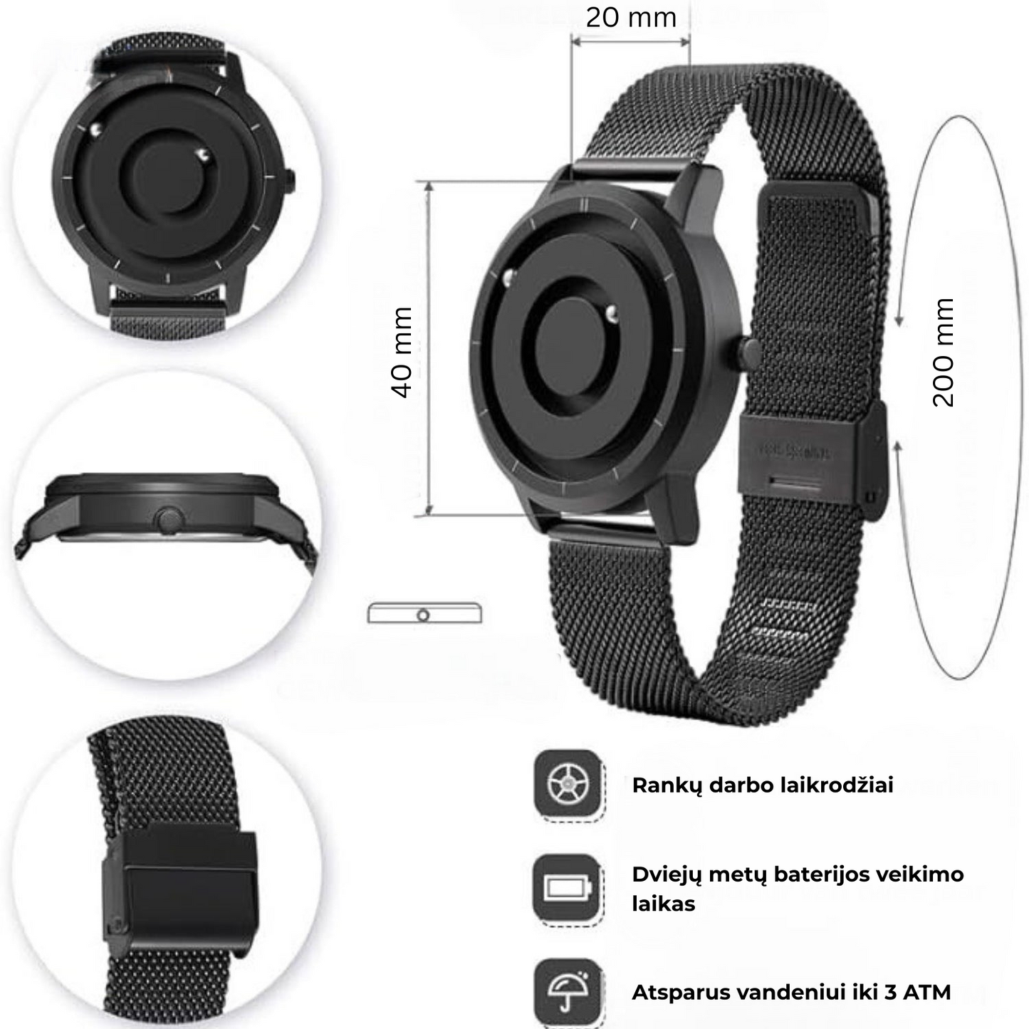 Magnetic Watch™ - unikalus magnetinis laikrodis, sujungiantis meną ir laiką