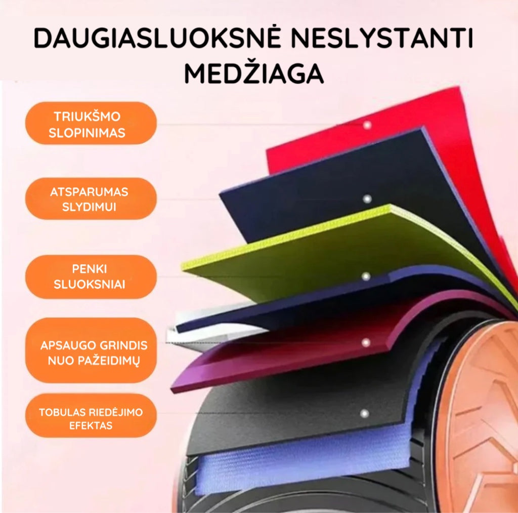 \ProTrainer™\" - treniruoklis ant ratelių greitai matomam pilvo presui"