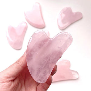 Rožinio kvarco veido masažuoklis Gua Sha – 10 nuotrauka