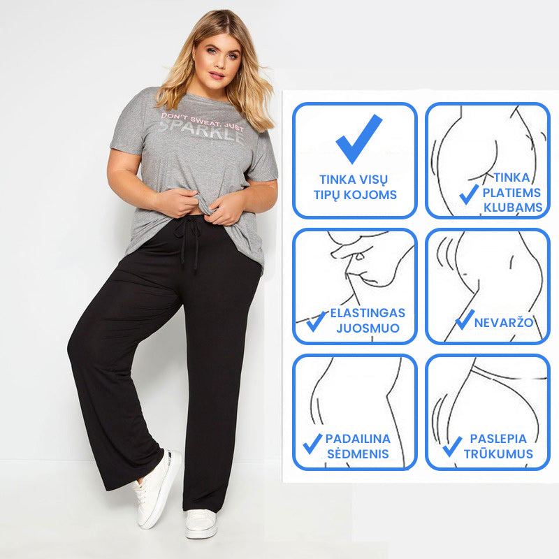 Plačios kelnės moterims