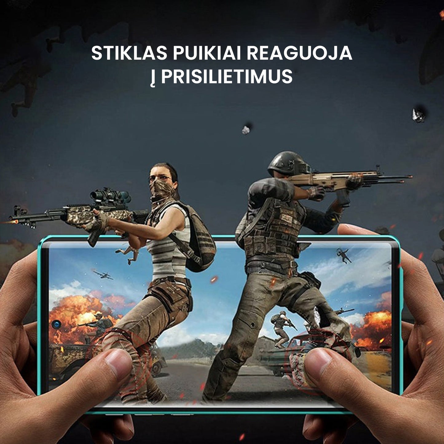 Grūdinto stiklo dvipusis telefono dėklas (Samsung modeliui)