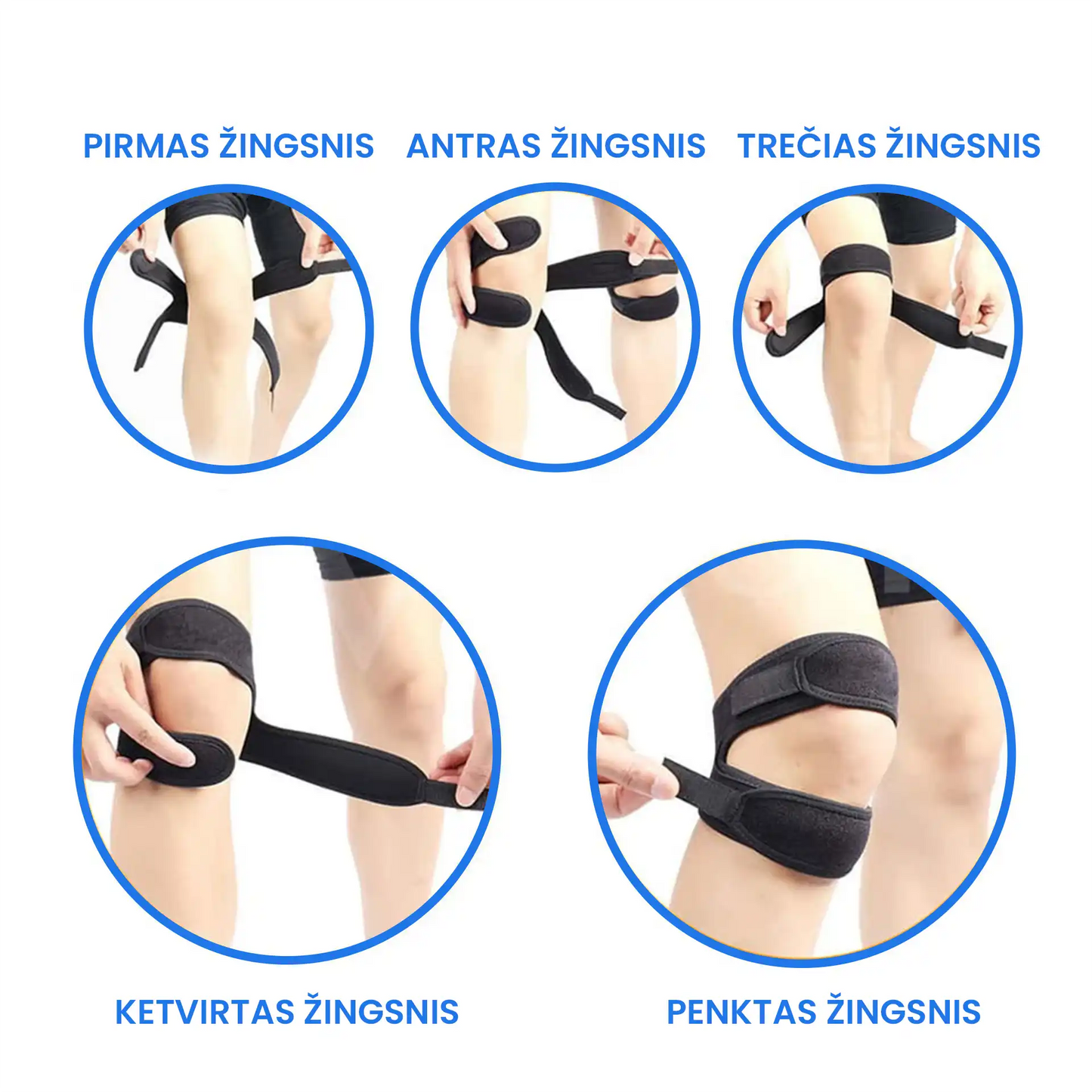 Įtvaras kelio skausmo malšinimui ir kelio girnelės stabilizavimui