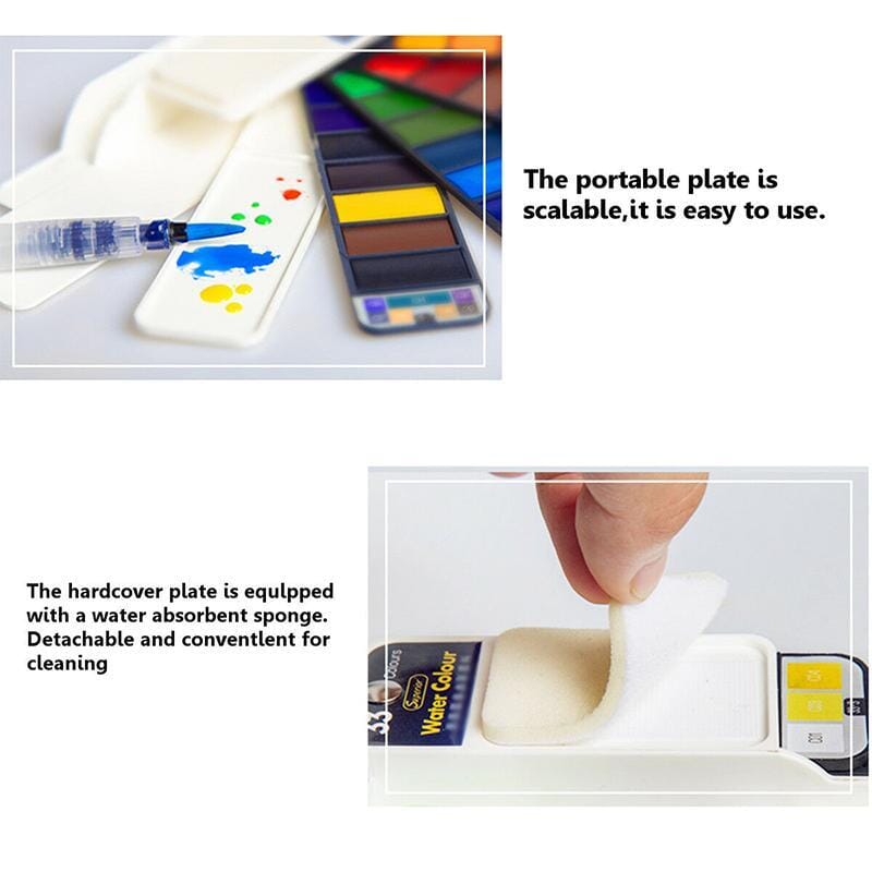 Įvairių spalvų guašo paletė