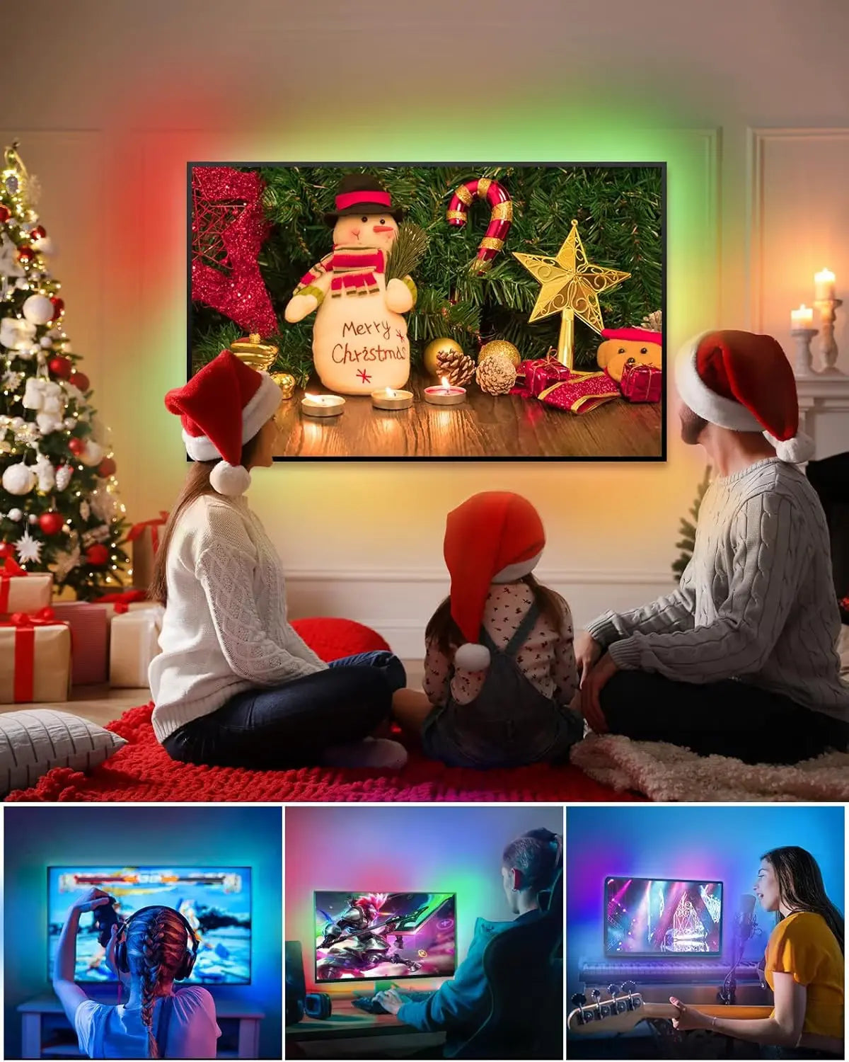 LED foninis apšvietimas televizoriui