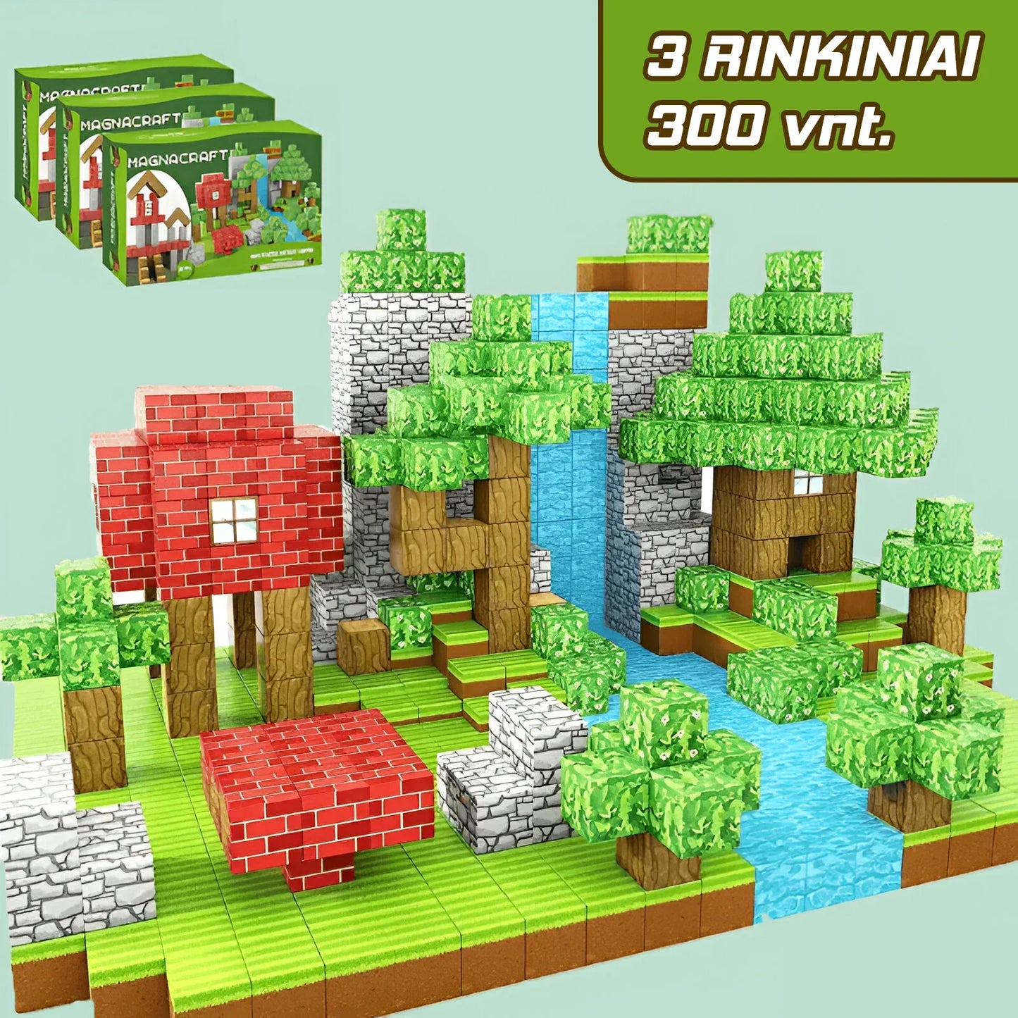 MiniCraft™ Magnetiniai statybiniai kubeliai - mokymasis ir kūrybiškas žaidimas