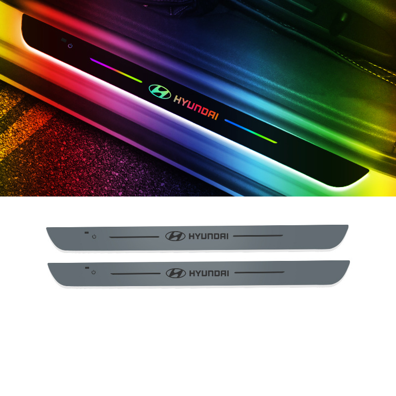 Šviečiančios automobilių durelių slenksčių juostos