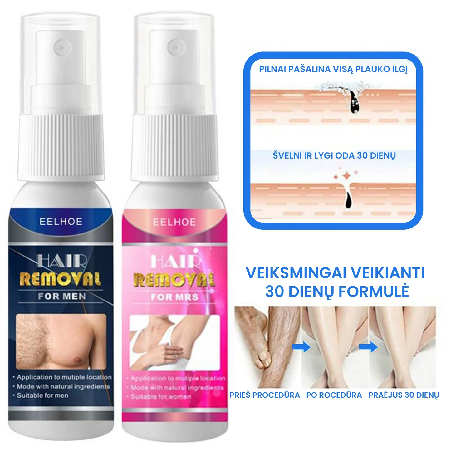 Efektyvios plaukų šalinimo putos