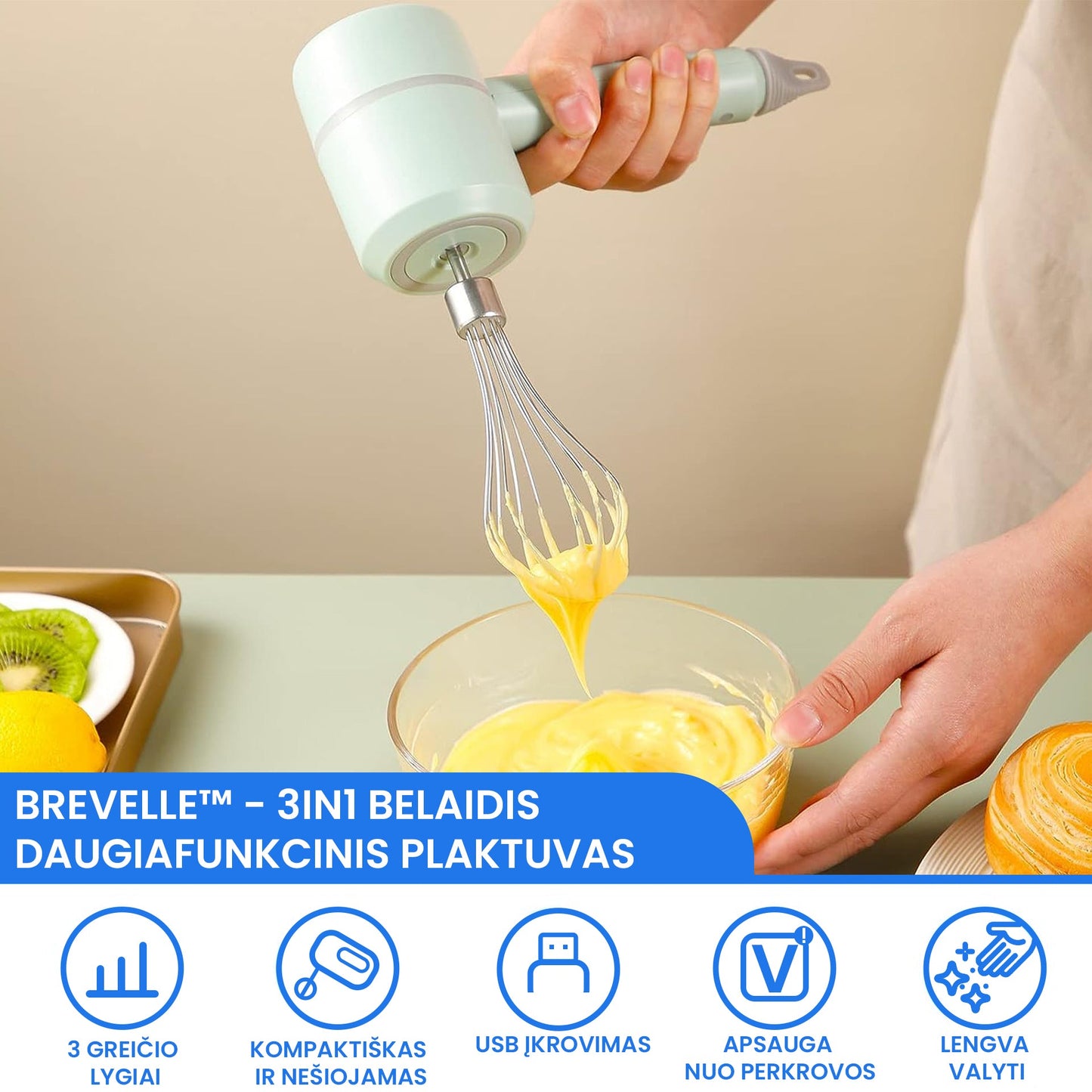 Brevelle™ - 3in1 belaidis daugiafunkcinis plaktuvas