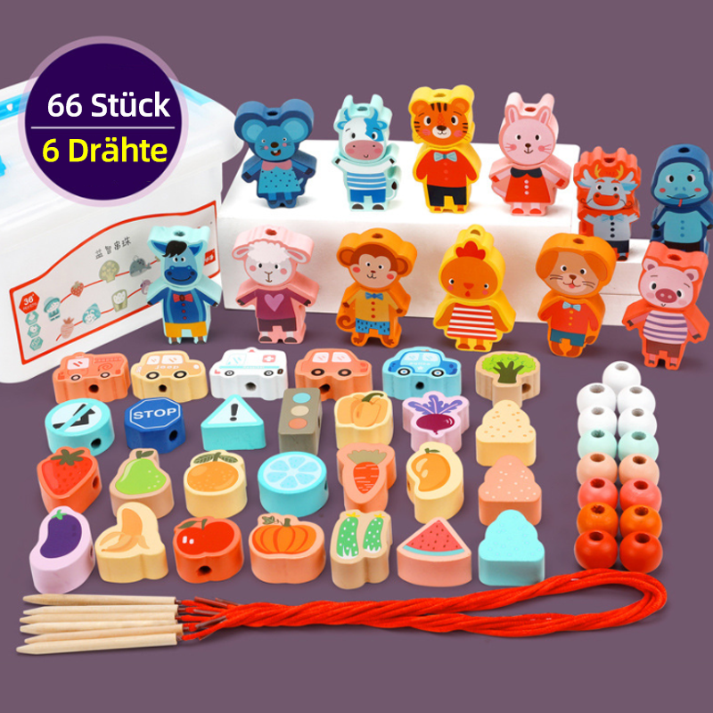 Medinės veriamos kaladėlės vaikams