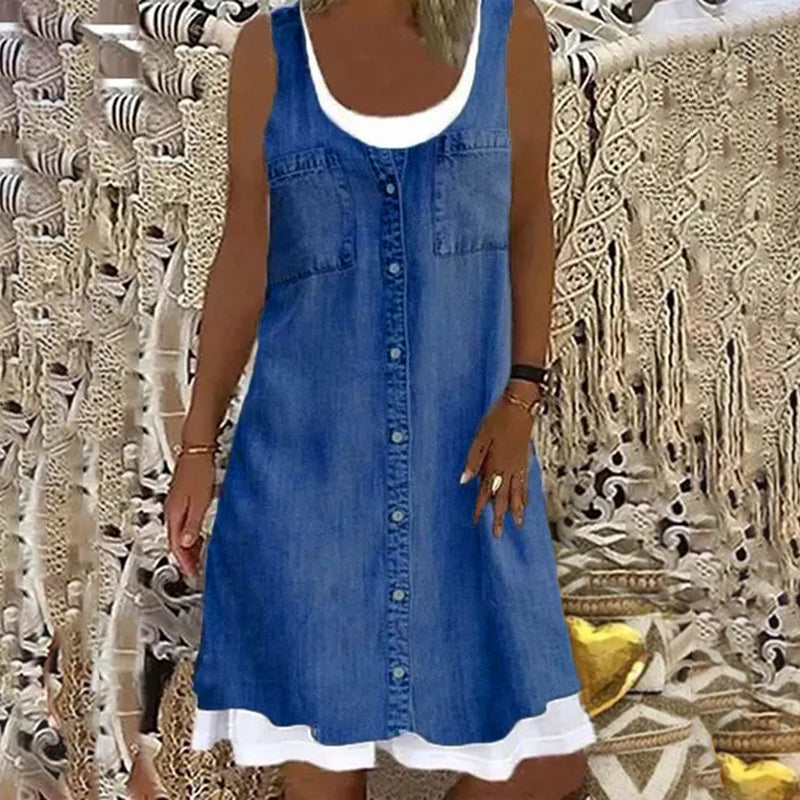 Džinsinė laisvalaikio suknelė