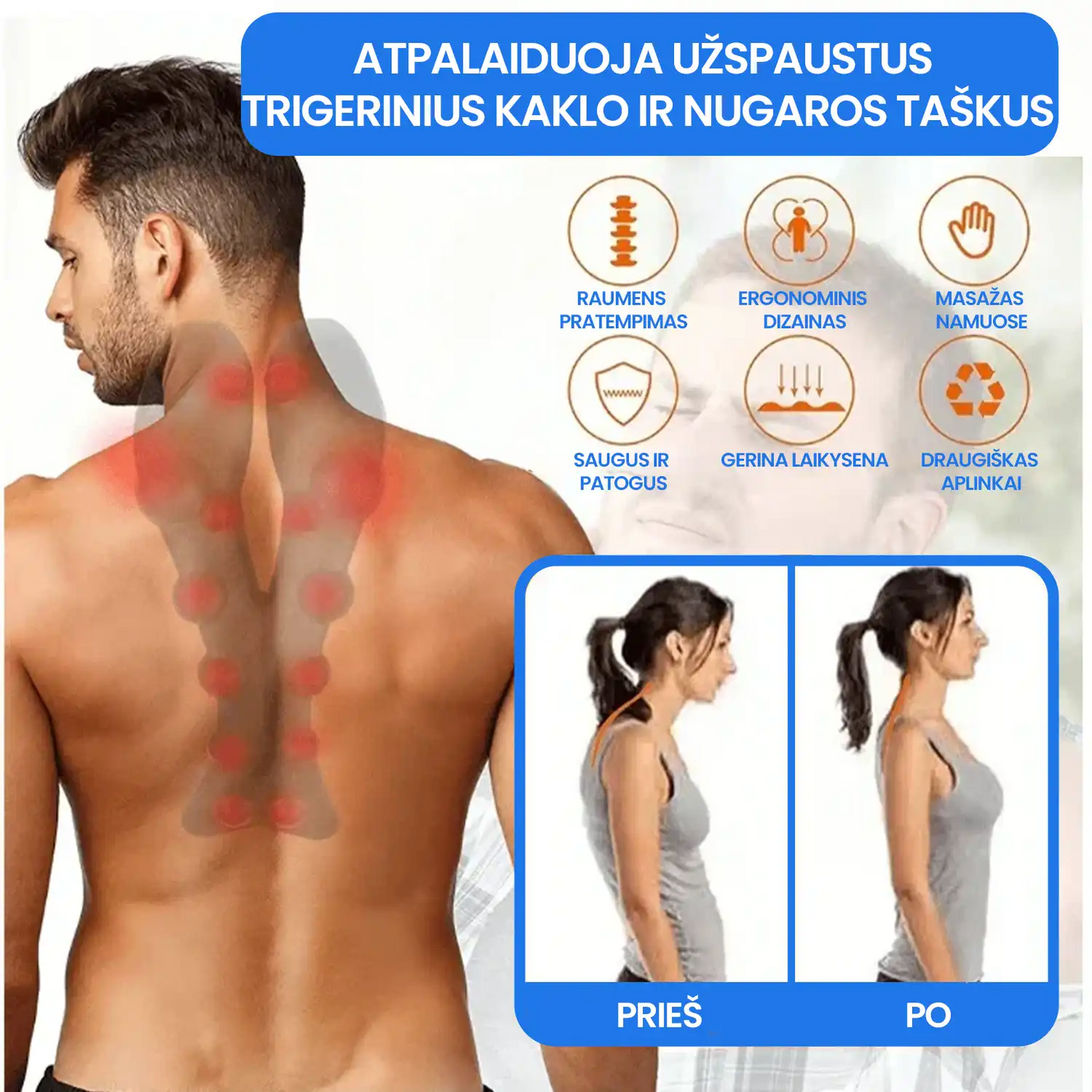 FlexiTrap™ - Kaklo ir nugaros masažuoklis