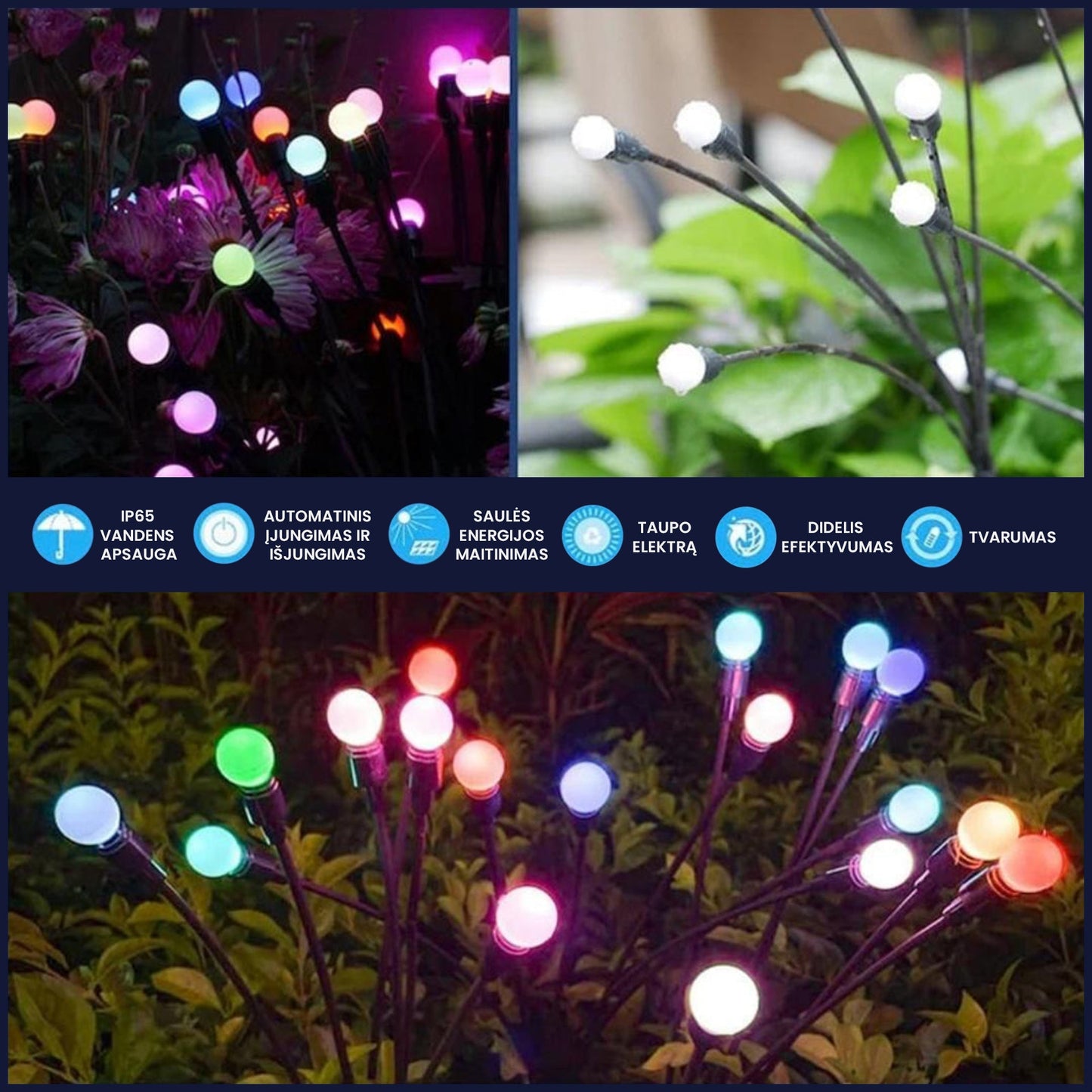 SparkleGlow™ - Saulės energija įkraunaumi LED lauko žibintai