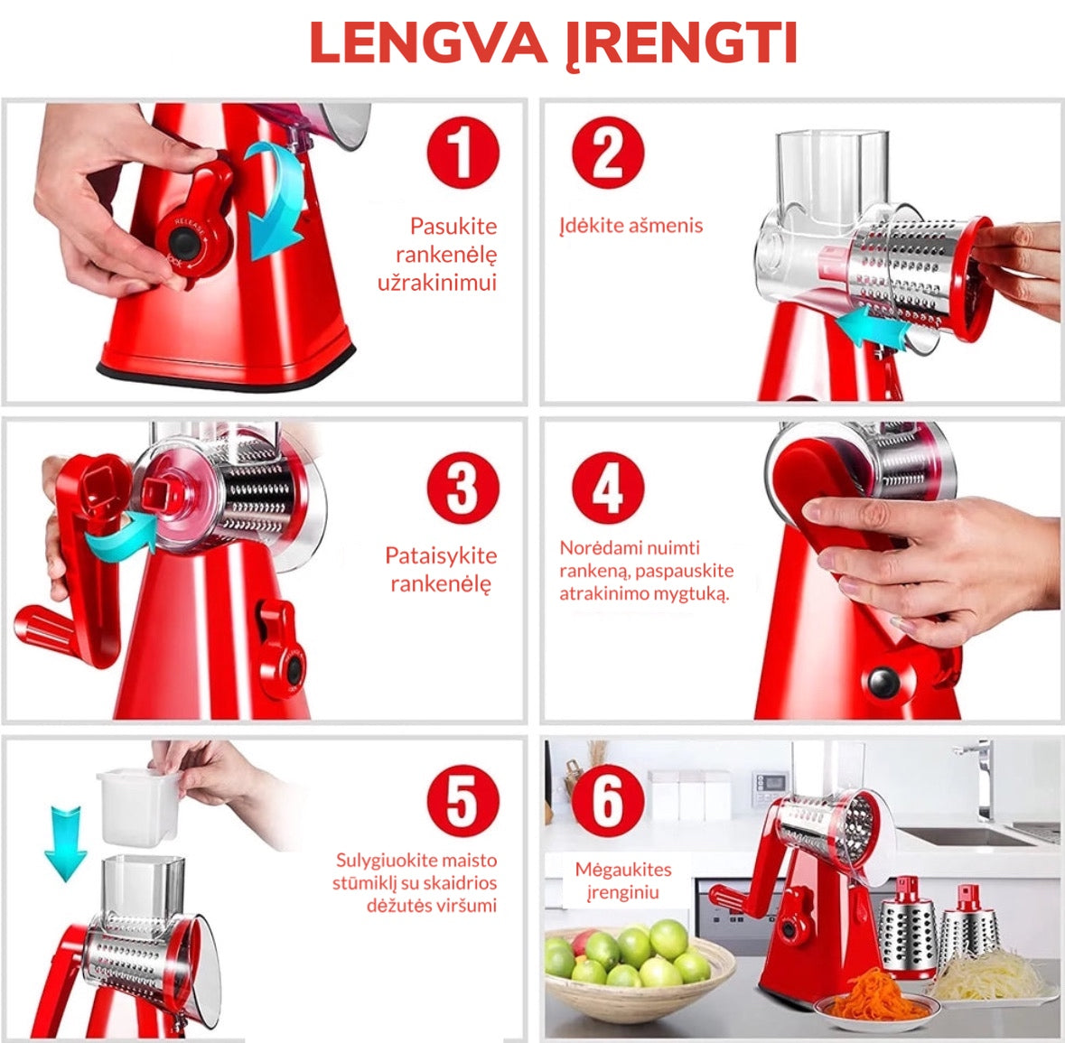 \4 in 1\" daržovių pjaustytuvas"