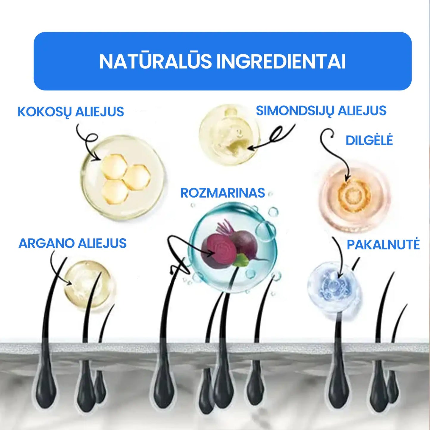 Muilas neutralizuojantis žilus plaukus