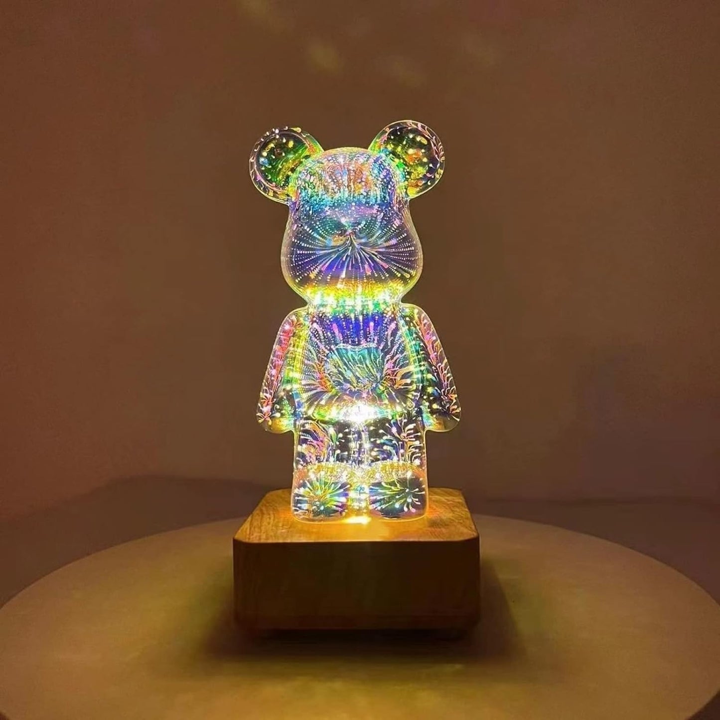LED 3D stiklinė meškiuko lempa