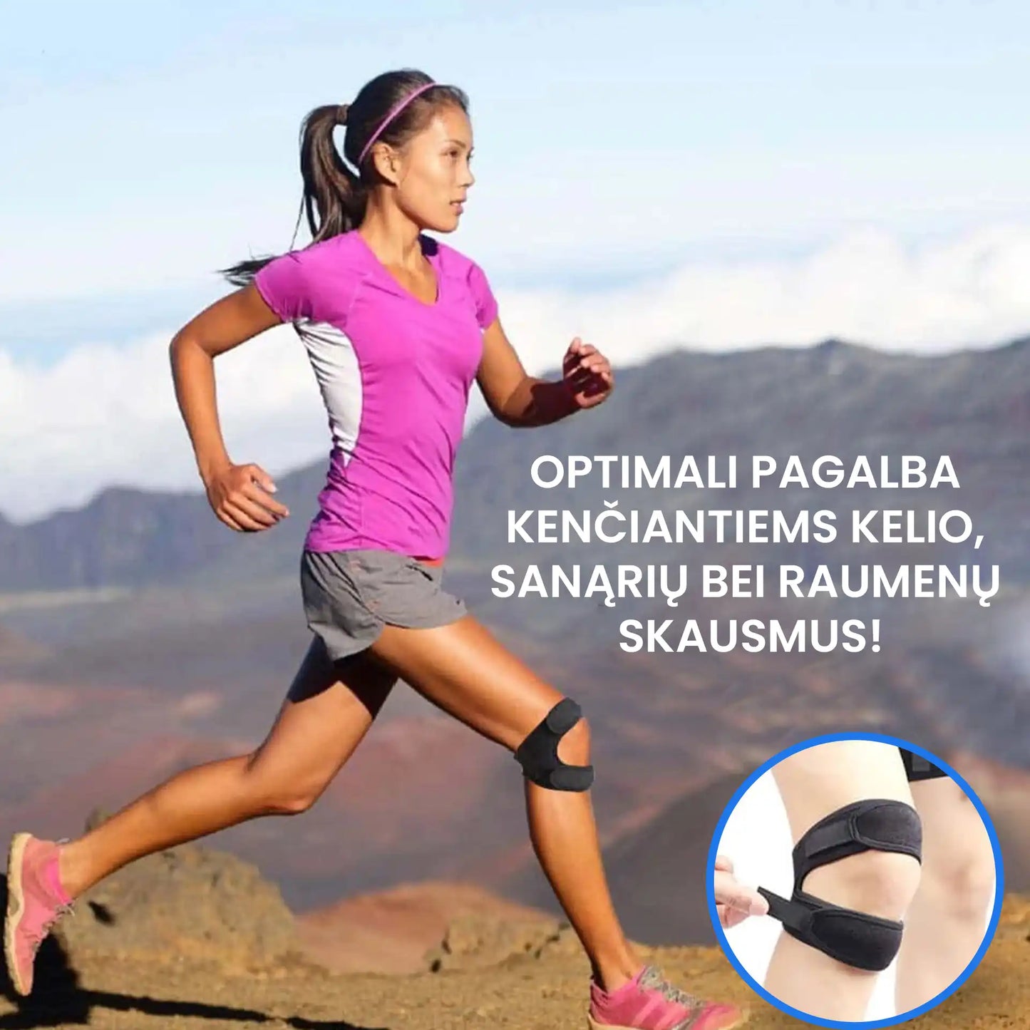 Įtvaras kelio skausmo malšinimui ir kelio girnelės stabilizavimui