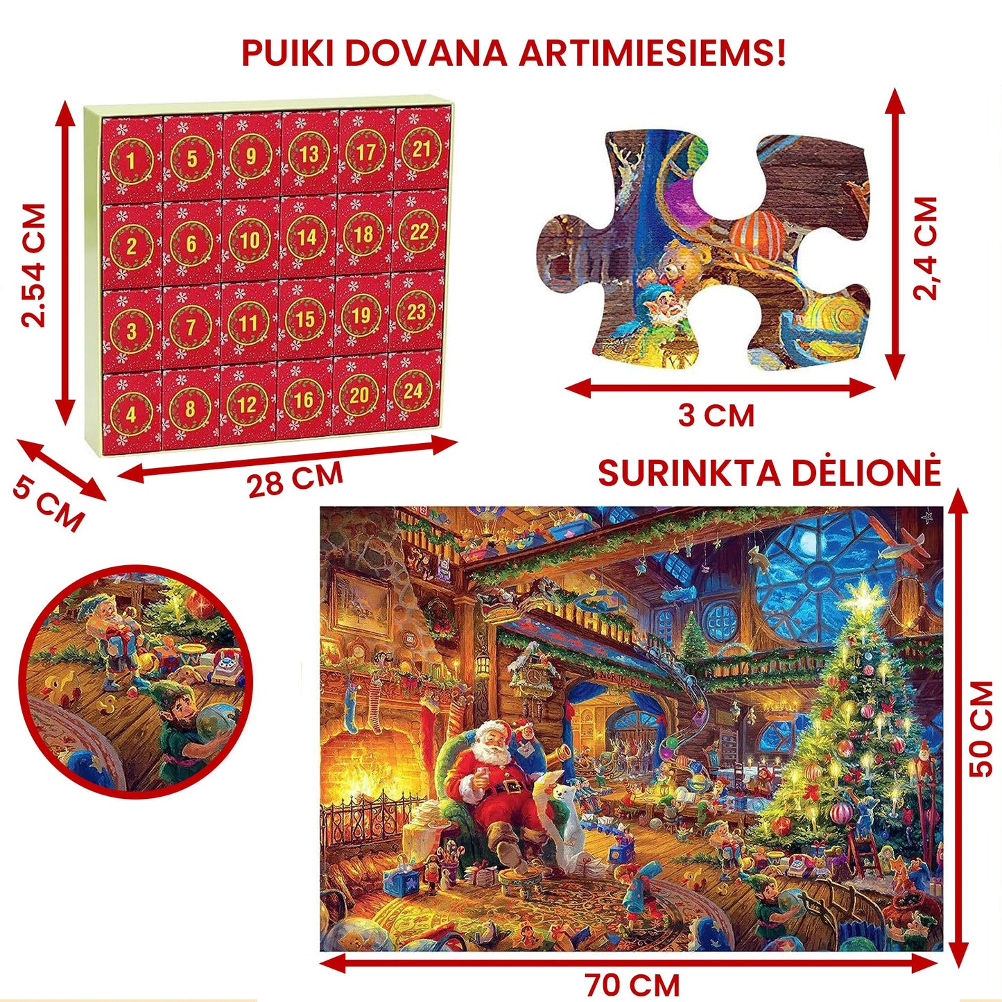 Advento kalendorius - dėlionė "Kalėdų senelio rojus"