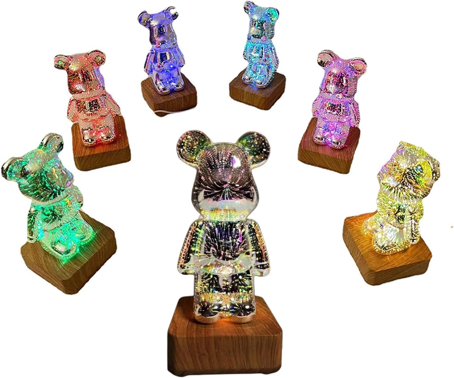 LED 3D stiklinė meškiuko lempa