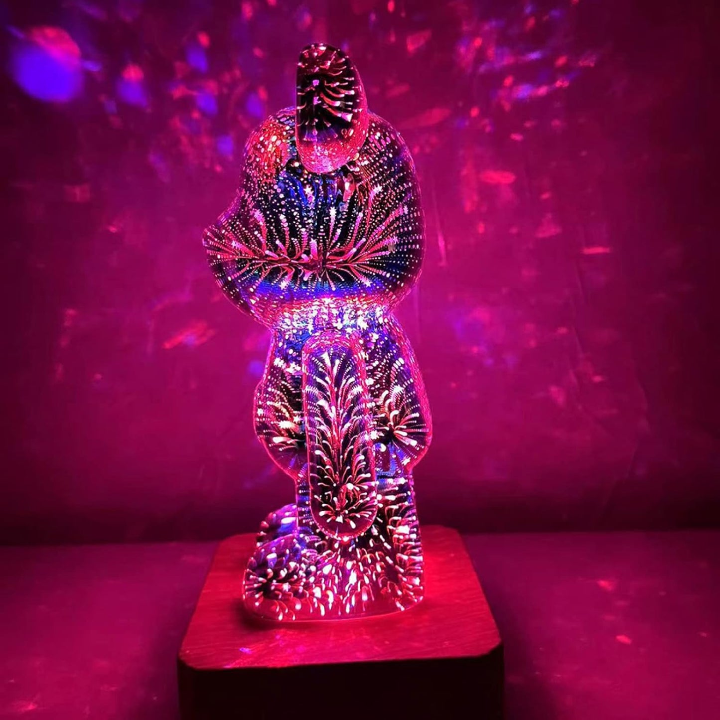 LED 3D stiklinė meškiuko lempa