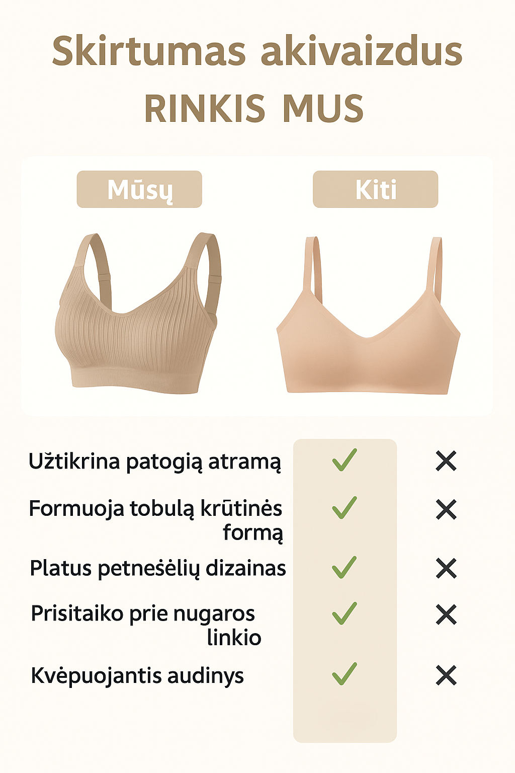 🎁 2025 METŲ IŠPARDAVIMAS 🎁💕 Subtiliai dryžuota besiūlė liemenėlė su W formos atrama – komfortas ir stilius viename!